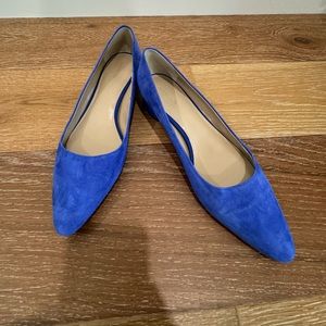 Ann Taylor Blue Suede One Inch Block Pump Size 10
